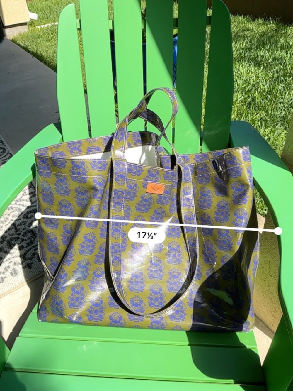 ✨ Consuela Tote Bag – Olive & Blue Floral Print | Large Carryall ✨ - Picture 5 of 7